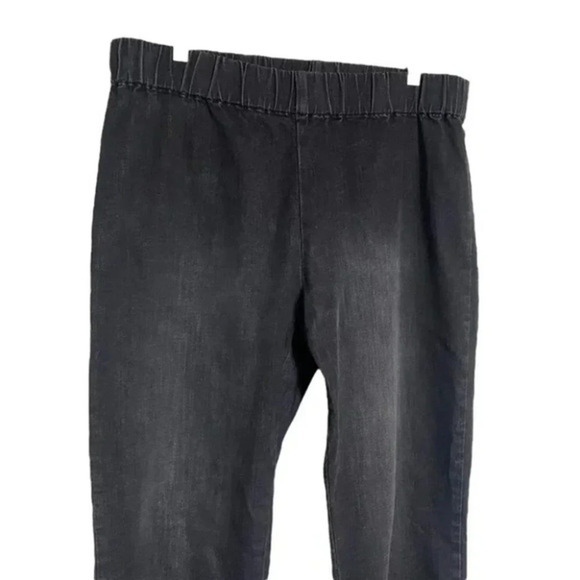 Soft Surroundings TXL Black distressed pull on jean with glitter hems - Picture 2 of 8